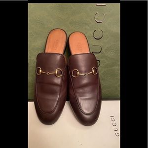 GUCCI CLASSIC BROWN LEATHER PRINCETOWN SLIP ON LOAFER SIZE 9